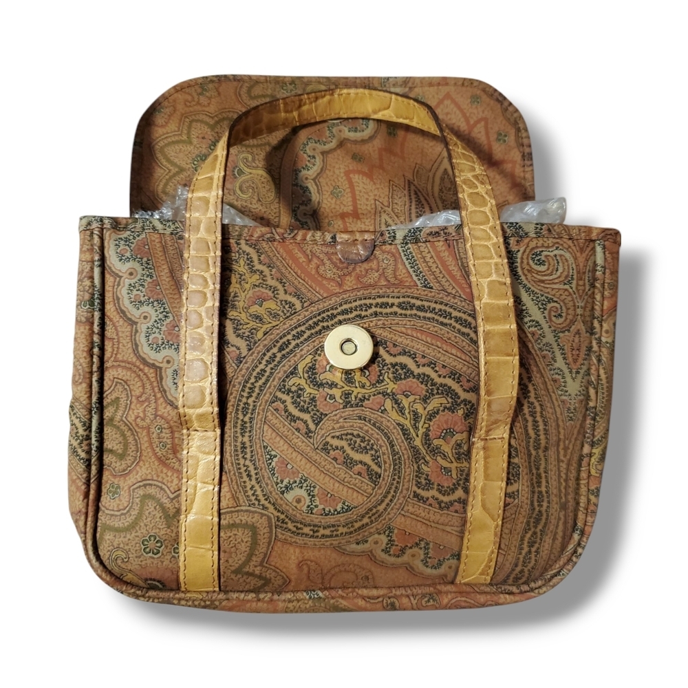 ETRO Green & Brown Y2K Mini Bag Paisley Pattern Vintage Etro Arnica Mini Handbag - Picture 5 of 11